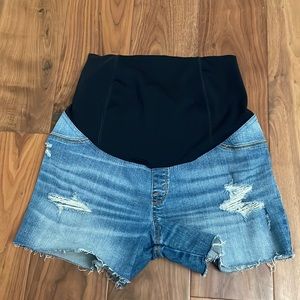 Denim maternity shorts